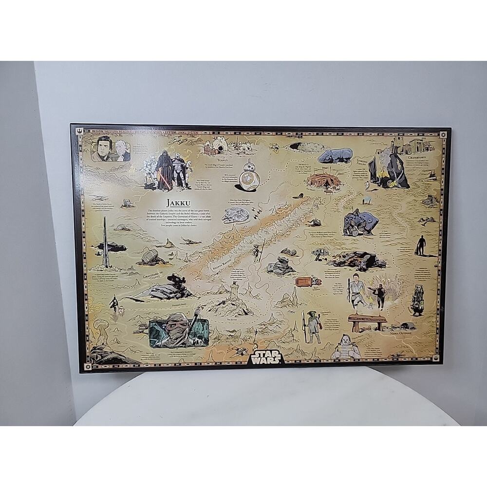 Star Wars Planet Jakku Map Wall Hanging Decor Wood 19 x 12